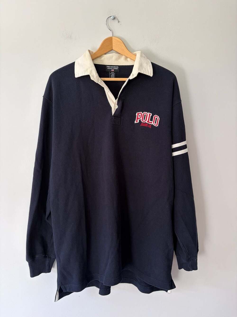 Polo Jeans Co. Ralph Lauren Rugby Shirt Size M Navy Blue Long Sleeve